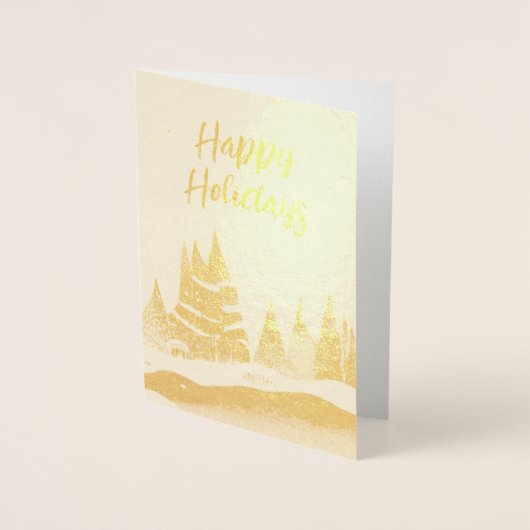 Carte Dorée Paysage d'hiver Forêt Plan bleu de la Marine (Devant)