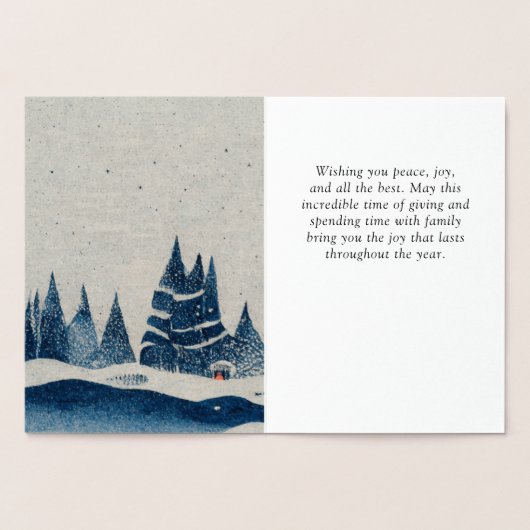 Carte Dorée Paysage d'hiver Forêt Plan bleu de la Marine (Intérieur)