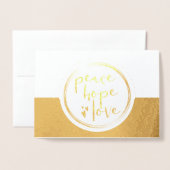Carte Dorée Peace hope love company Noël (Devant avec enveloppe)