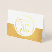 Carte Dorée Peace hope love company Noël (Devant)
