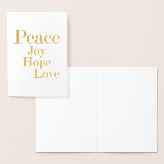 Carte Dorée Peace Joy Hope Love (Affichage)