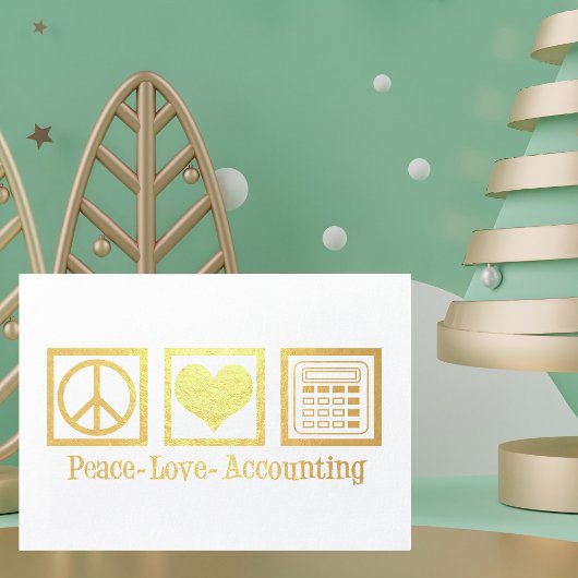 Carte Dorée Peace Love Accounting Company Custom Gold Foil