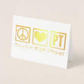 Carte Dorée Peace Love Physical Therapy Gold Foil Card (Devant)