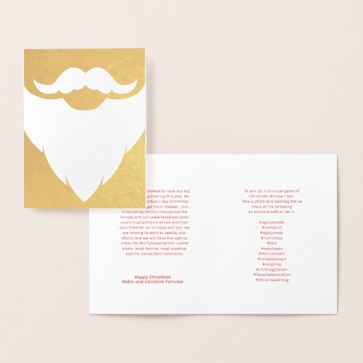 Carte Dorée Père Noël Père Noël virtuel J'espionne jeu de hash (Affichage)