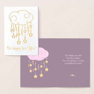 Carte Dorée Perles Roses Cloud Stars Mobile Avoir Bébé