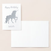 Carte Dorée Personnalisé Joyeux Anniversaire Unicorn Silver (Affichage)