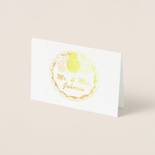 Carte Dorée Personnalisé M. et Mme Mariage Cake Bride Groom