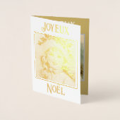 Carte Dorée Petite fille vintage avec mistletoe (Devant)