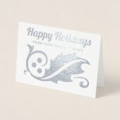 Carte Dorée Photo d'affaires Noël Holly Joyeux Vacances (Devant)