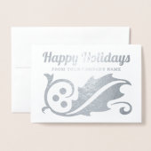 Carte Dorée Photo d'affaires Noël Holly Joyeux Vacances (Devant avec enveloppe)