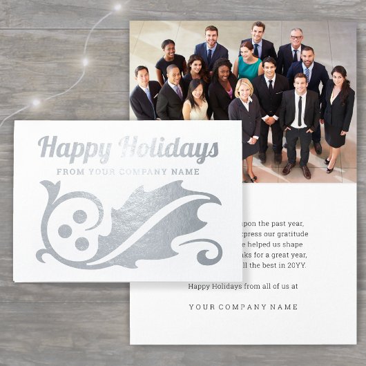 Carte Dorée Photo d'affaires Noël Holly Joyeux Vacances