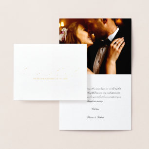 Carte Dorée Photo de remerciement de mariage d'amour et de gra