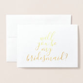 Carte Dorée Photo D'Écriture manuscrite Serez-Vous Ma Femme D' (Devant avec enveloppe)