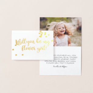 Carte Dorée Photo Fleur d'Or Seras-tu ma Demoiselle d'Honneur