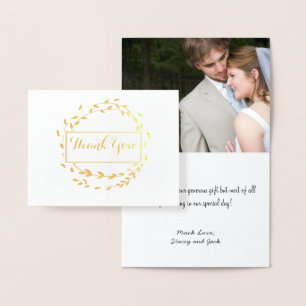 Carte Dorée Photo Gold Foil feuille Mariage Merci de couronne