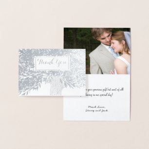 Carte Dorée Photo Initiales à huile d'argent Merci de tronc d'