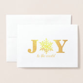 Carte Dorée Photo Joy to the World Snowflake Gold Foil Card (Devant avec enveloppe)