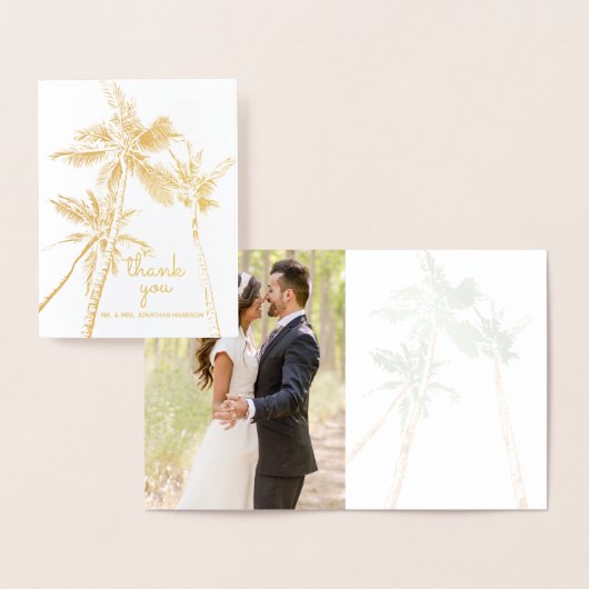 Carte Dorée Photo Tropical Palm Trees Beach Merci moderne (Affichage)