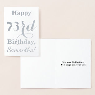 Carte Dorée Phuile d'argent simple "HAPPY 73rd BIRTHDAY" + Nom