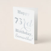 Carte Dorée Phuile d'argent simple "HAPPY 73rd BIRTHDAY" + Nom (Devant)
