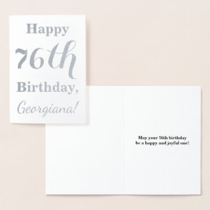 Carte Dorée Phuile d'argent simple "HAPPY 76th BIRTHDAY" + Nom