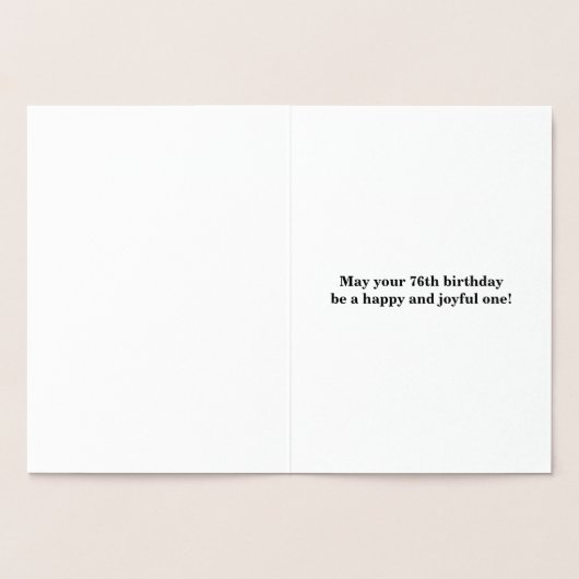 Carte Dorée Phuile d'argent simple "HAPPY 76th BIRTHDAY" + Nom (Intérieur)