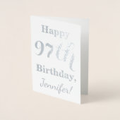 Carte Dorée Phuile d'argent simple "HAPPY 97th BIRTHDAY" + Nom (Devant)
