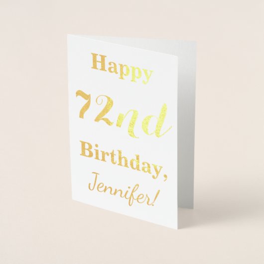 Carte Dorée Pile d'or simple "HAPPY 72nd BIRTHDAY" + Nom (Devant)