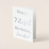 Carte Dorée Pile simple d'argent "HAPPY 72nd BIRTHDAY" + Nom (Devant)