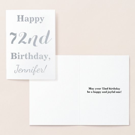 Carte Dorée Pile simple d'argent "HAPPY 72nd BIRTHDAY" + Nom (Affichage)