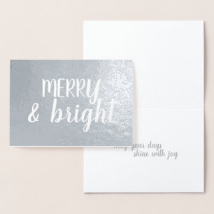 Carte Dorée Pinceau Calligraphique Argent Merry Bright