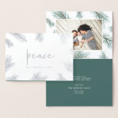 Carte Dorée Pine Boughs | Photo de vacances Silver (Affichage)