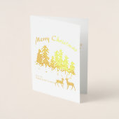 Carte Dorée Pine Woods Forest Reinder Photo Joyeux Noël (Devant)