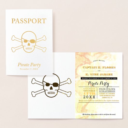 Carte Dorée Pirate Party Gold Foil Passeport (Affichage)