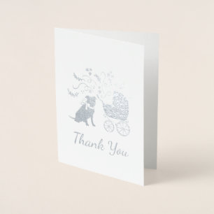 Carte Dorée Pit Bull Chien Baby shower Blue Boy Pitbull