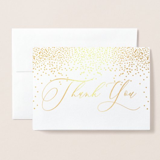 Carte Dorée PixDezines Gold Confetti Merci, Calligraphie (Devant avec enveloppe)