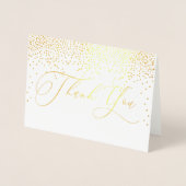 Carte Dorée PixDezines Gold Confetti Merci, Calligraphie (Devant)