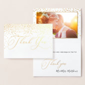 Carte Dorée PixDezines Gold Confetti Merci, Calligraphie (Affichage)