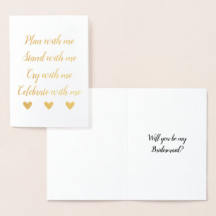 Carte Dorée Planifier Avec Moi Rester Avec Moi Bridesmaid Prop