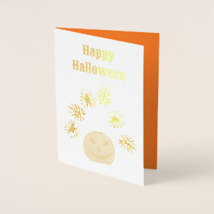 Carte Dorée Plante Monstera Halloween dans Citrouille Personna
