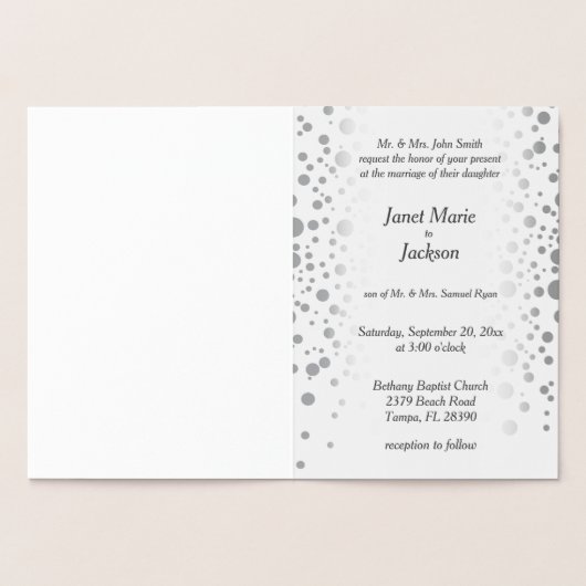 Carte Dorée Points Confetti Argent Élégants | Arrière - plan b (Intérieur)