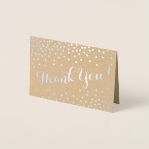 Carte Dorée Points Confetti Argent Merci moderne Kraft