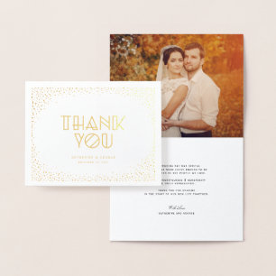 Carte Dorée Points Confetti Art Déco Merci Mariage moderne