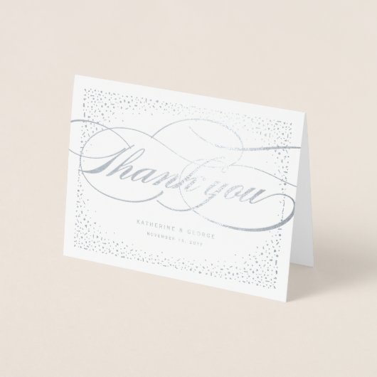 Carte Dorée Points Confetti Classic Script Mariage Merci (Devant)