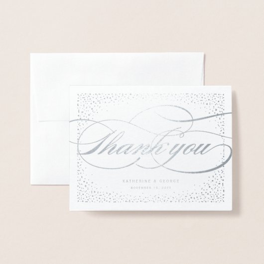 Carte Dorée Points Confetti Classic Script Mariage Merci (Devant avec enveloppe)