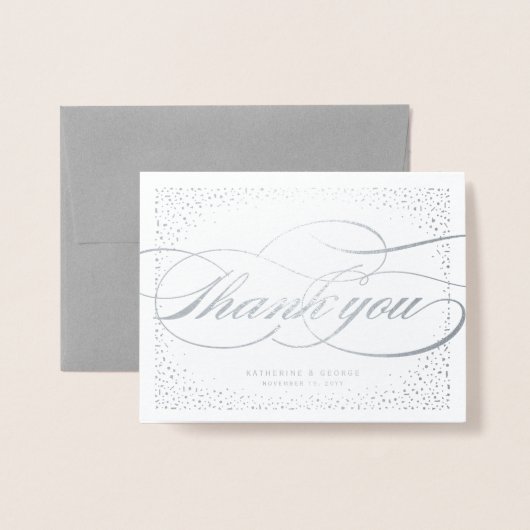 Carte Dorée Points Confetti Et Merci Mariage Classique Script (Devant avec enveloppe)