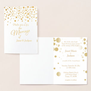 Carte Dorée Points Confetti Or Élégants Arrière - plan blanc
