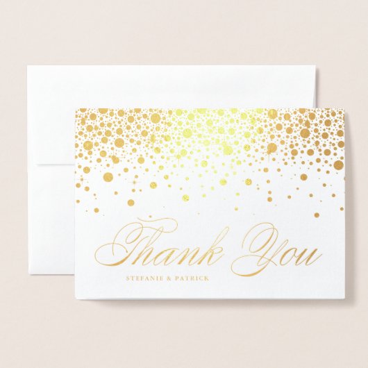 Carte Dorée Points Confetti Whimsical Photo Mariage Merci (Devant avec enveloppe)