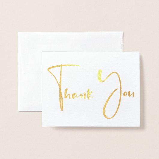 Carte Dorée Police de script fantaisie | MERCI (Devant avec enveloppe)
