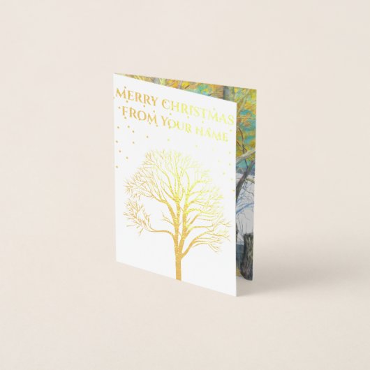 Carte Dorée pont en hiver Peinture Watercol (Devant)